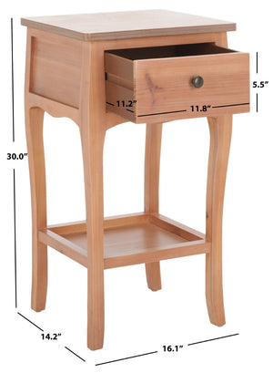 Safavieh Thelma End Table – French-Inspired Elegance With Storage Drawer For Living Room Charm And Functionality Honey Natural AMH6619C