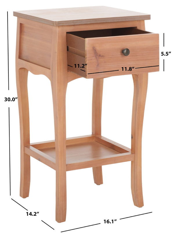 Safavieh Thelma End Table – French-Inspired Elegance With Storage Drawer For Living Room Charm And Functionality Honey Natural AMH6619C