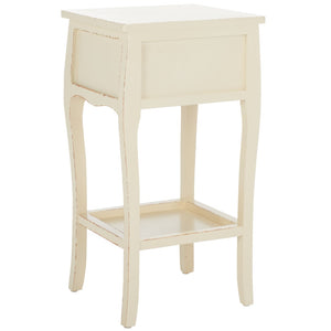 Safavieh Thelma End Table – French-Inspired Elegance With Storage Drawer For Living Room Charm And Functionality Vintage Cream AMH6619D