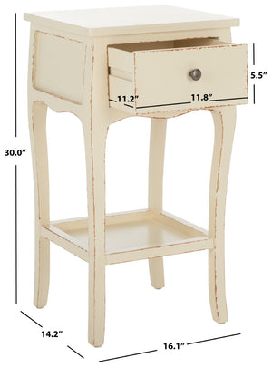 Safavieh Thelma End Table – French-Inspired Elegance With Storage Drawer For Living Room Charm And Functionality Vintage Cream AMH6619D