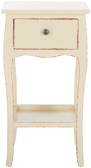 Safavieh Thelma End Table – French-Inspired Elegance With Storage Drawer For Living Room Charm And Functionality Vintage Cream AMH6619D