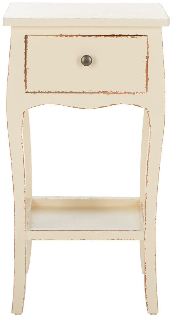 Safavieh Thelma End Table – French-Inspired Elegance With Storage Drawer For Living Room Charm And Functionality Vintage Cream AMH6619D