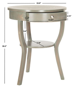 Safavieh Kendra Round Pedestal End Table With Drawer – Elegant French Country Design For Stylish Storage Ash Grey AMH6620A