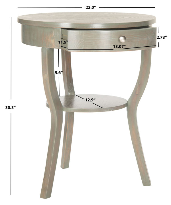 Safavieh Kendra Round Pedestal End Table With Drawer – Elegant French Country Design For Stylish Storage Ash Grey AMH6620A