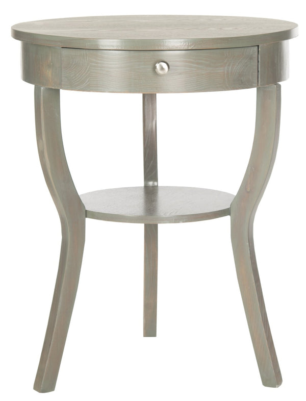 Safavieh Kendra Round Pedestal End Table With Drawer – Elegant French Country Design For Stylish Storage Ash Grey AMH6620A