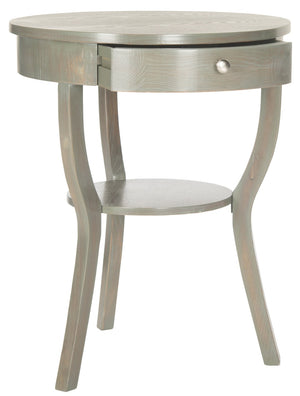 Safavieh Kendra Round Pedestal End Table With Drawer – Elegant French Country Design For Stylish Storage Ash Grey AMH6620A