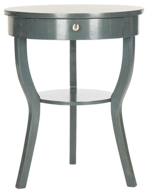 Safavieh Kendra Round Pedestal End Table With Drawer – Elegant French Country Design For Stylish Storage Dark Teal AMH6620B