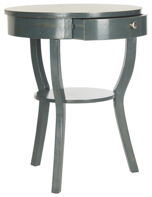 Safavieh Kendra Round Pedestal End Table With Drawer – Elegant French Country Design For Stylish Storage Dark Teal AMH6620B