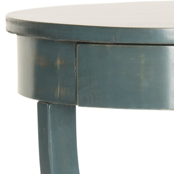 Safavieh Kendra Round Pedestal End Table With Drawer – Elegant French Country Design For Stylish Storage Dark Teal AMH6620B
