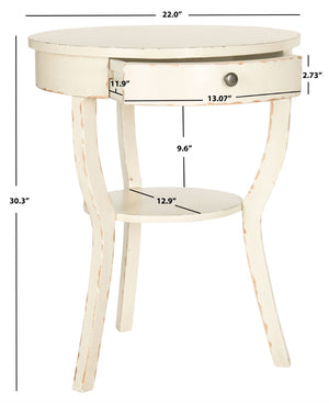 Safavieh Kendra Round Pedestal End Table With Drawer – Elegant French Country Design For Stylish Storage Vintage Cream AMH6620D