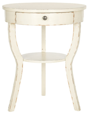 Safavieh Kendra Round Pedestal End Table With Drawer – Elegant French Country Design For Stylish Storage Vintage Cream AMH6620D