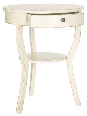 Safavieh Kendra Round Pedestal End Table With Drawer – Elegant French Country Design For Stylish Storage Vintage Cream AMH6620D
