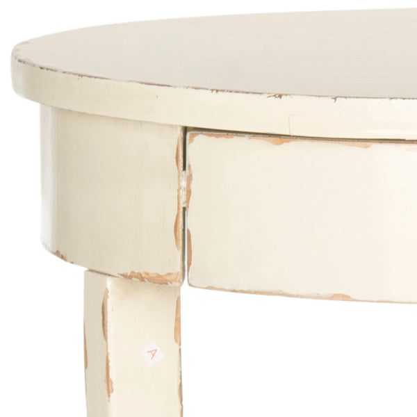 Safavieh Kendra Round Pedestal End Table With Drawer – Elegant French Country Design For Stylish Storage Vintage Cream AMH6620D