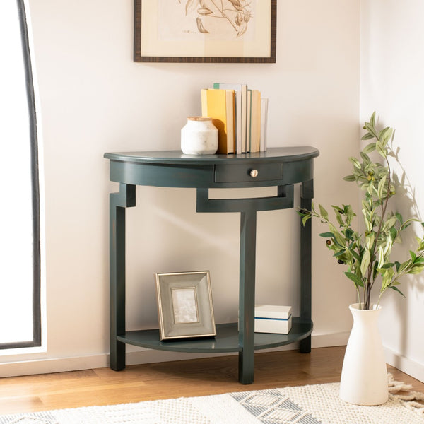 Safavieh Liana Console Table - Elegant Demilune Design For Stylish Entryway Or Living Room Storage Solutions Dark Teal AMH6623B