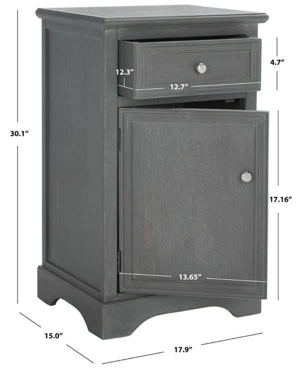 Safavieh Jarome Nightstand With Elegant Storage Drawer And Stylish Cabinet For Timeless Charm And Utility Ash Grey AMH6627A
