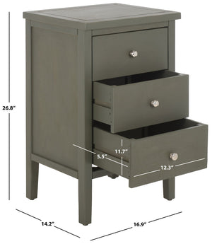 Safavieh Deniz Nightstand With Elegant Storage Drawers For Timeless French-Country Charm In Any Room Ash Grey AMH6628A