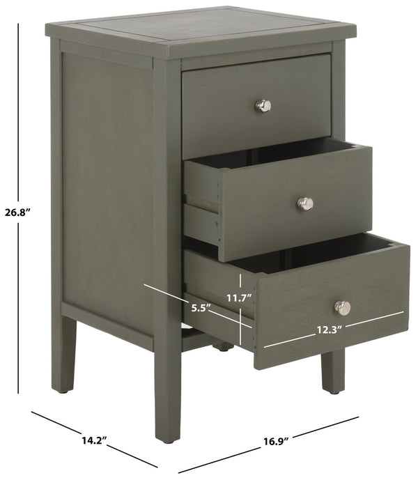 Safavieh Deniz Nightstand With Elegant Storage Drawers For Timeless French-Country Charm In Any Room Ash Grey AMH6628A