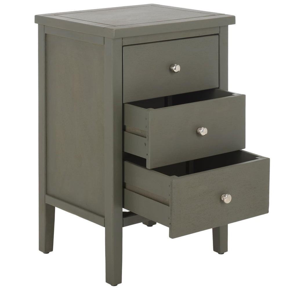 Safavieh Deniz Nightstand With Elegant Storage Drawers For Timeless French-Country Charm In Any Room Ash Grey AMH6628A