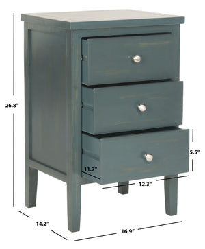 Safavieh Deniz Nightstand With Elegant Storage Drawers For Timeless French-Country Charm In Any Room Dark Teal AMH6628B