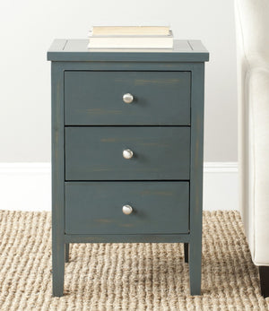 Safavieh Deniz Nightstand With Elegant Storage Drawers For Timeless French-Country Charm In Any Room Dark Teal AMH6628B