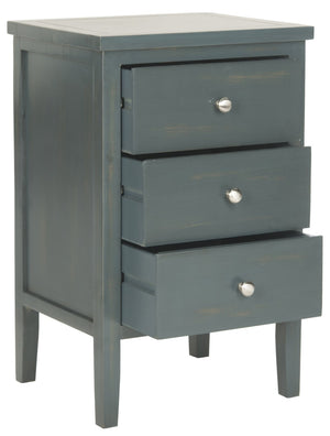 Safavieh Deniz Nightstand With Elegant Storage Drawers For Timeless French-Country Charm In Any Room Dark Teal AMH6628B