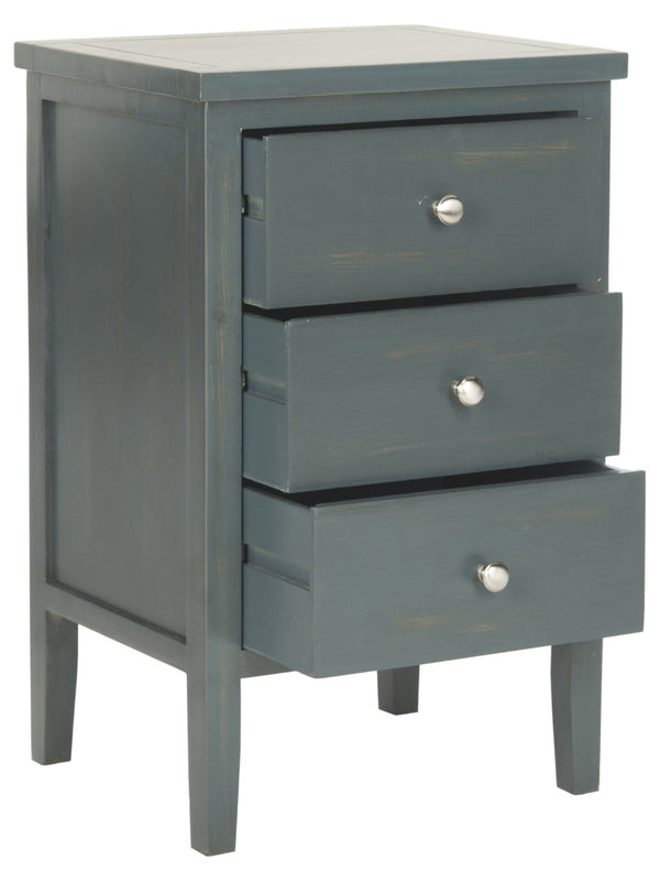 Safavieh Deniz Nightstand With Elegant Storage Drawers For Timeless French-Country Charm In Any Room Dark Teal AMH6628B