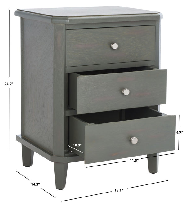 Safavieh Joe End Table – Stylish Farmhouse Design With 3 Spacious Storage Drawers For Living Room Or Bedroom Ash Grey AMH6629A