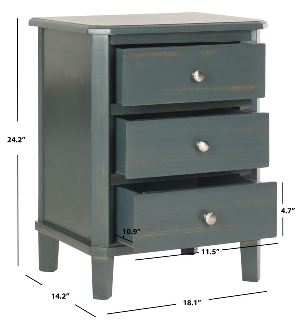 Safavieh Joe End Table – Stylish Farmhouse Design With 3 Spacious Storage Drawers For Living Room Or Bedroom Dark Teal AMH6629B