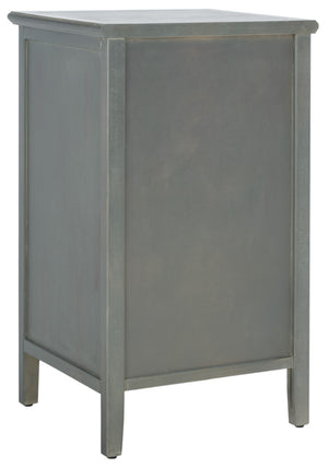 Safavieh Ziva One-Drawer Nightstand With Charming Glass Cabinet For Stylish Bedroom Storage & Display Ash Grey AMH6630A