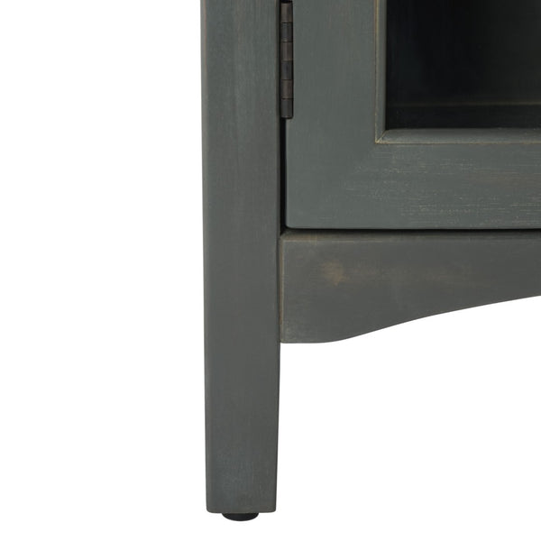 Safavieh Ziva One-Drawer Nightstand With Charming Glass Cabinet For Stylish Bedroom Storage & Display Ash Grey AMH6630A