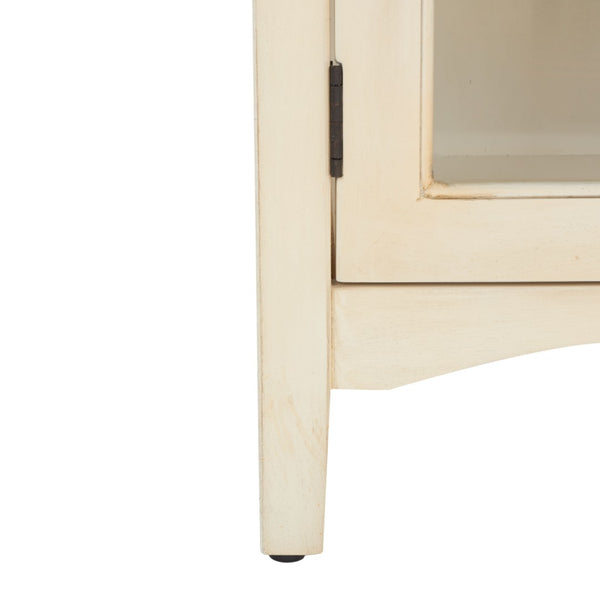 Safavieh Ziva One-Drawer Nightstand With Charming Glass Cabinet For Stylish Bedroom Storage & Display Barley AMH6630D