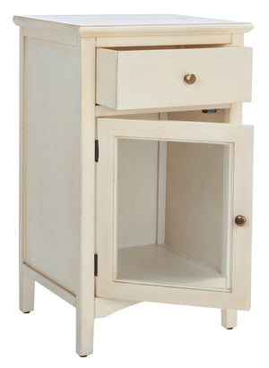Safavieh Ziva One-Drawer Nightstand With Charming Glass Cabinet For Stylish Bedroom Storage & Display Barley AMH6630D
