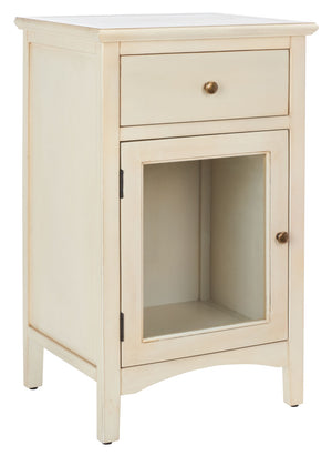 Safavieh Ziva One-Drawer Nightstand With Charming Glass Cabinet For Stylish Bedroom Storage & Display Barley AMH6630D