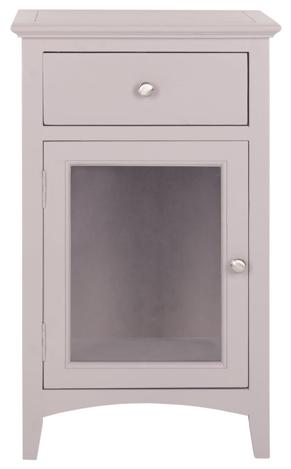 Safavieh Ziva One-Drawer End Table With Glass Cabinet - Rustic Pine Design Perfect For Small Spaces & Storage AMH6630E