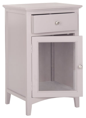 Safavieh Ziva One-Drawer End Table With Glass Cabinet - Rustic Pine Design Perfect For Small Spaces & Storage AMH6630E
