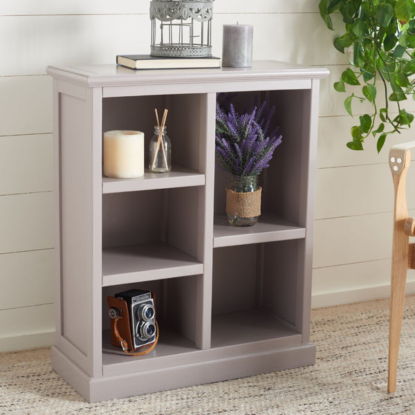 Safavieh Maralah Bookcase - Modern Minimalist Storage Solution With Fixed Shelves For Books And Decor Display Grey Mauve AMH6634C