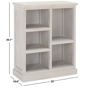 Safavieh Maralah Bookcase - Modern Minimalist Storage Solution With Fixed Shelves For Books And Decor Display White Wash AMH6634E