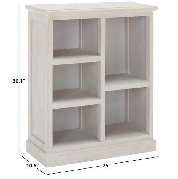 Safavieh Maralah Bookcase - Modern Minimalist Storage Solution With Fixed Shelves For Books And Decor Display White Wash AMH6634E