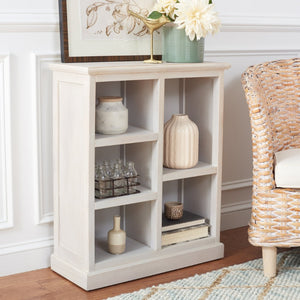Safavieh Maralah Bookcase - Modern Minimalist Storage Solution With Fixed Shelves For Books And Decor Display White Wash AMH6634E