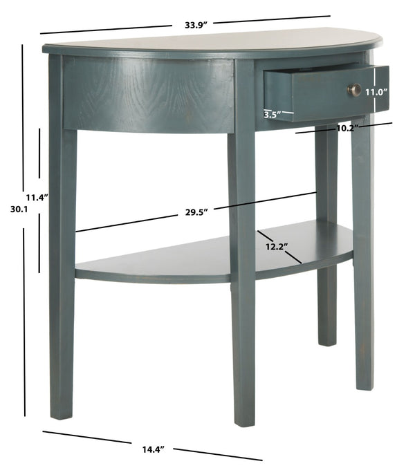 Safavieh Abram Console - Timeless Demilune Design For Chic Entryways With Practical Storage And Style Dark Teal AMH6636B