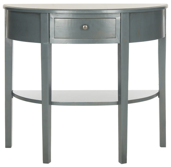 Safavieh Abram Console - Timeless Demilune Design For Chic Entryways With Practical Storage And Style Dark Teal AMH6636B