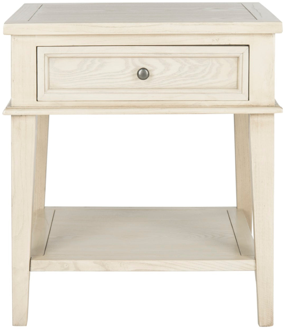 Safavieh Manelin One-Drawer End Table With Open Shelf - Versatile Shaker-Inspired Design For Any Space White Washed AMH6640B