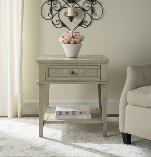 Safavieh Manelin One-Drawer End Table With Open Shelf - Versatile Shaker-Inspired Design For Any Space White Washed AMH6640B