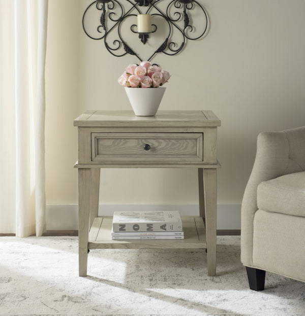 Safavieh Manelin One-Drawer End Table With Open Shelf - Versatile Shaker-Inspired Design For Any Space White Washed AMH6640B