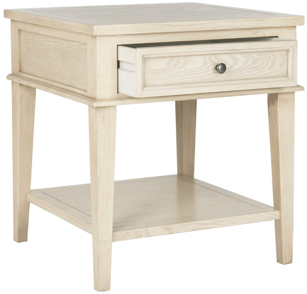 Safavieh Manelin One-Drawer End Table With Open Shelf - Versatile Shaker-Inspired Design For Any Space White Washed AMH6640B