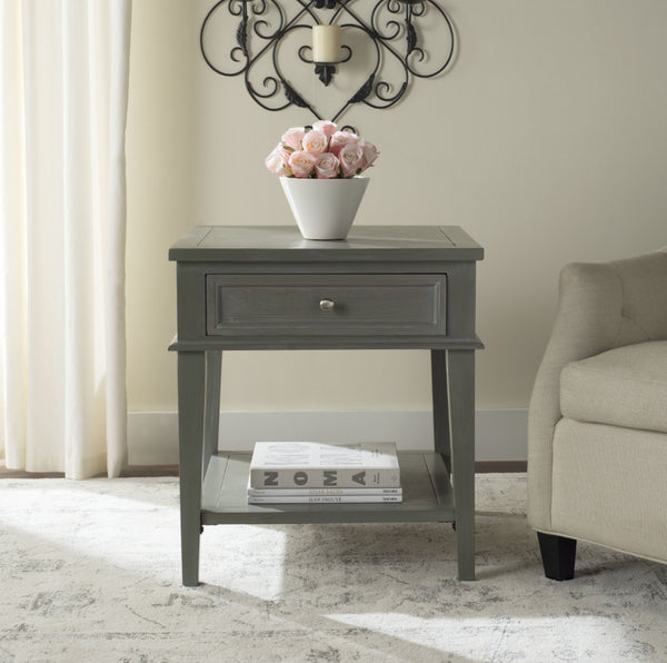 Safavieh Manelin One-Drawer End Table With Open Shelf - Versatile Shaker-Inspired Design For Any Space Ash Grey AMH6640C