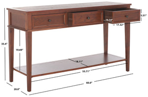 Safavieh Manelin Shaker-Inspired Console Table With Storage Drawers For Stylish Entryways And Living Spaces Sepia AMH6641A