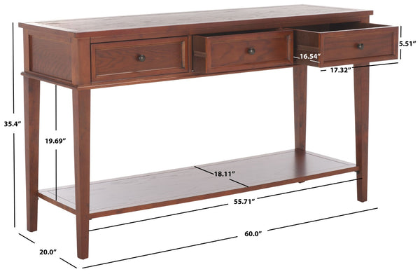 Safavieh Manelin Shaker-Inspired Console Table With Storage Drawers For Stylish Entryways And Living Spaces Sepia AMH6641A