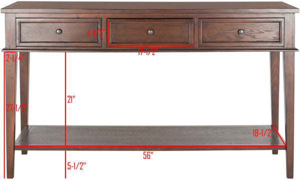 Safavieh Manelin Shaker-Inspired Console Table With Storage Drawers For Stylish Entryways And Living Spaces Sepia AMH6641A