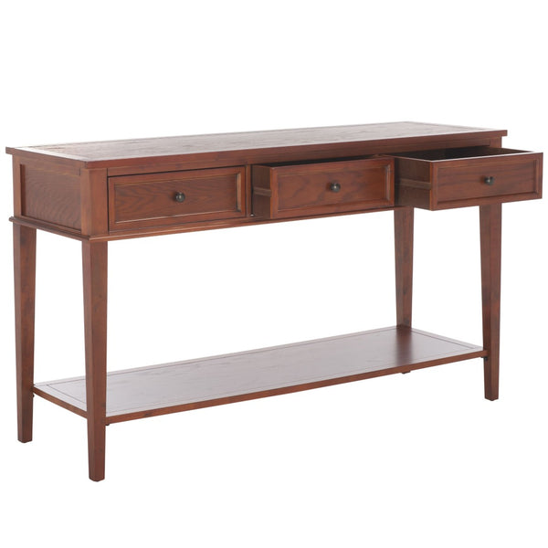 Safavieh Manelin Shaker-Inspired Console Table With Storage Drawers For Stylish Entryways And Living Spaces Sepia AMH6641A
